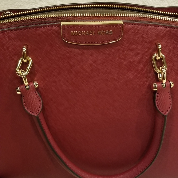 NWT Michael Kors Rochelle LG Satchel brandy red - Picture 2 of 8